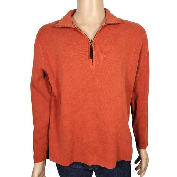 Banana Republic Men's 100% Cotton Orange 1/4 Zip Pullover Knit Sweater Size XL - Picture 1 of 11